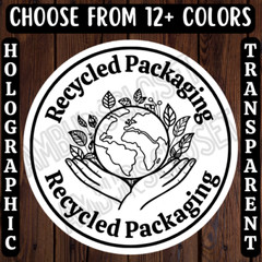 40 RECYCLED PACKAGING STICKERS 2″ LABELS SHIPPING THANK YOU REDUCE WASTE