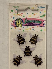 Sealed Vintage 1990 Sandylion Fuzzy Honey Bees Stickers Bumblebees Flocked 90s