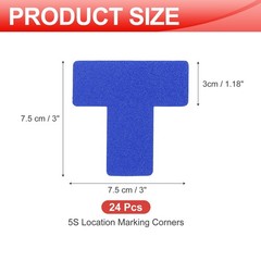 5S Location Marking Corner, (3x3x1.2 Inch, Blue) (24Pcs), T-shaped Sticker