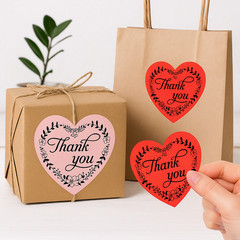 50pcs Thank You Stickers Heart Shape 2 Inch Labels for Packaging & Gifts