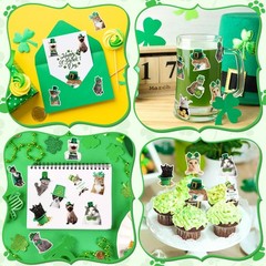 St. Patrick’s Day Sticker Rolls – 1000PCS Irish Shamrock Holiday Dog Stickers…