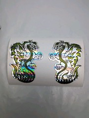 Vintage Stickers 2.25″ Asian Dragons Prism Vending Machine 80s Biker Gothic Gree