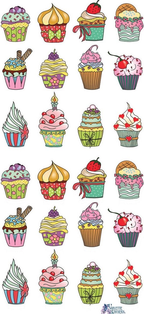 Violette Stickers Cupcake Fun Birthday Party Crafts Planner Supply Scrapbook