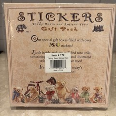 Vtg Assorted 100+ Dressed Up Cute Bears & Antique Toys Full Sticker Rolls NEW