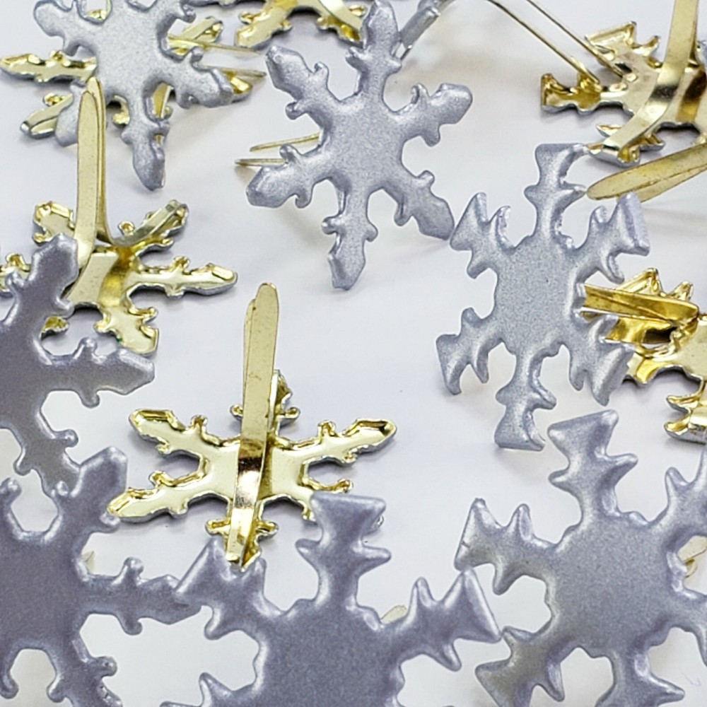 20 Pearl Shimmer Snowflake Brads 2 Shapes Winter Cardmaking Embellishment Crafts
