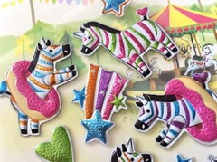 Magical Zebra Rainbows Puffy Sticker Sheet Junk Journal Donuts Sparkle