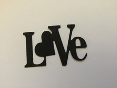 «Love» word die cut embellishments with heart Choose Color 6 pcs 1-1/2 x 2-1/2