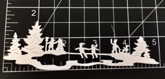 Christmas Die Cuts * Kids Snow Scene * Set of 12 * White Cardstock * Ice Skaters
