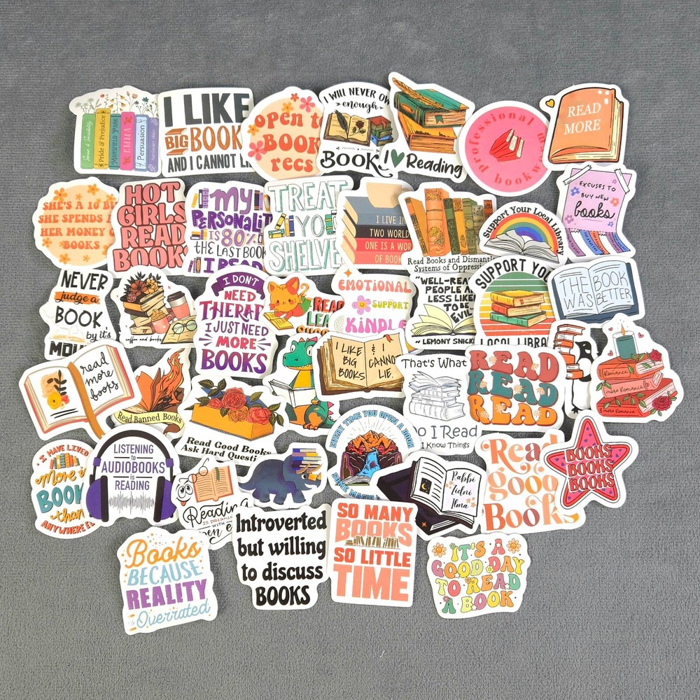Funny Reading Theme Stickers – Set of 10 Random Stickers – Great for Crafts