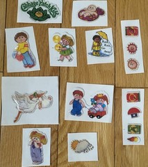 Vintage 80s Sticker Lot: Puffy Cabbage Patch Kids Stickers, Used Restored (READ)