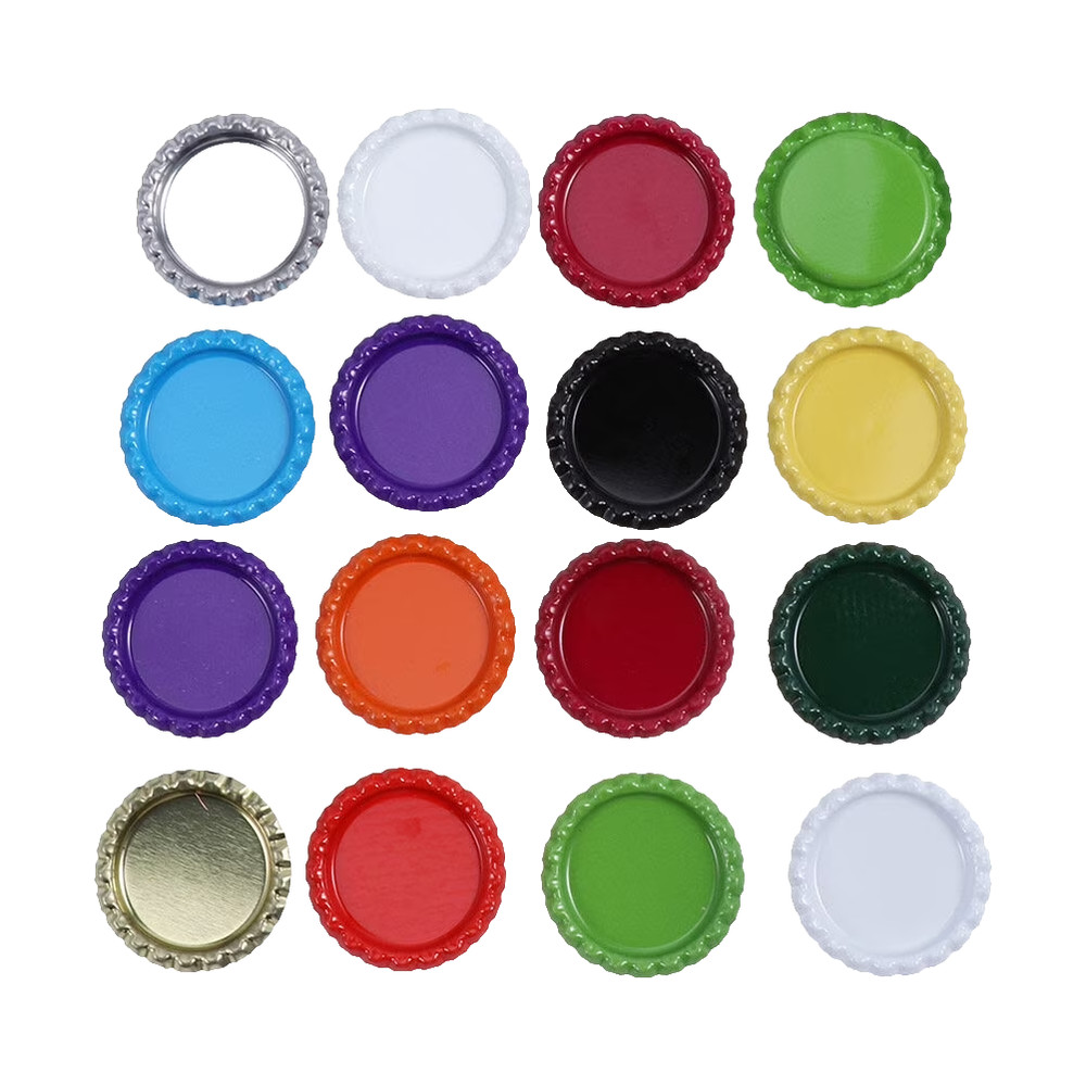 100PCS 1″ DIY Flattened Bottle Caps Flat Linerless Double Sided Painted