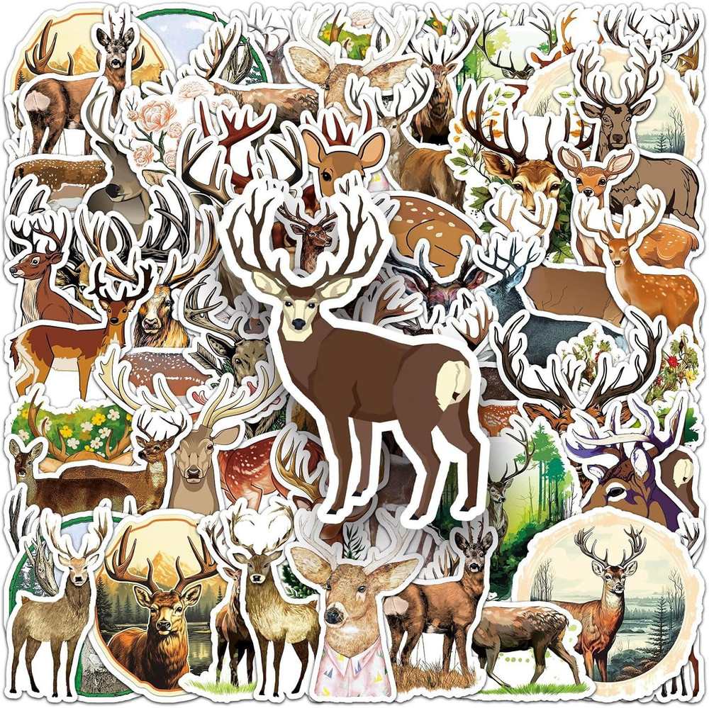 50 Pcs Deer Stickers – Forest Animal Decorative Stickers for Scrapbooking