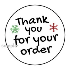 30 THANK YOU FOR YOUR ORDER ENVELOPE SEALS LABELS STICKERS 1.5″ ROUND CHRISTMAS