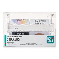 Pen+Gear Thank You Stickers and Dispenser, 500 Stickers, 4 Different Designs