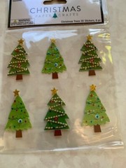 CHRISTMAS PAPER CRAFTS 3D STICKER DECORATED CHRISTMAS TREES 6 PCS