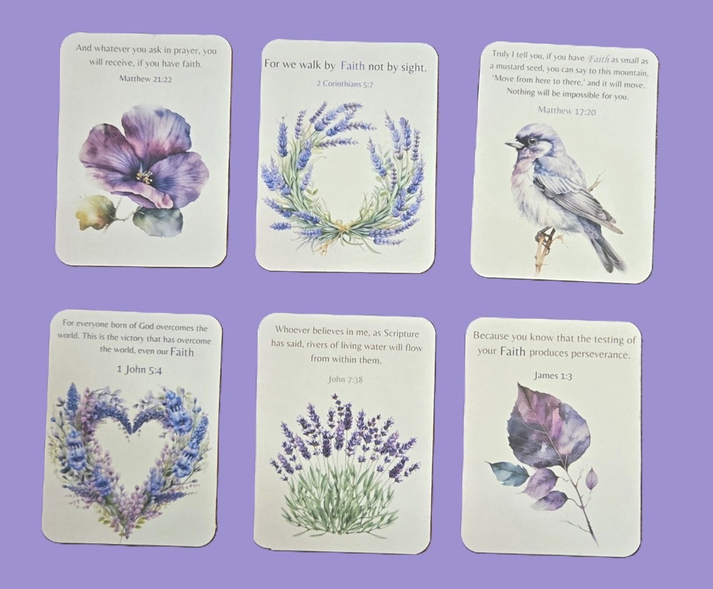 Bible Quotes Inspirational Faith Journal Cards #385 Lavender