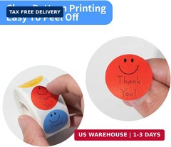 500 Smiley Thank You Stickers, 1 Inch Self-Adhesive Stickers for Envelopes, Holi