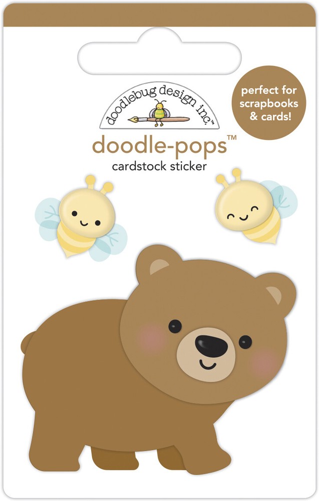 Doodlebug Stickers Doodle-pop 3D Honey Bear Bees Happy Faces
