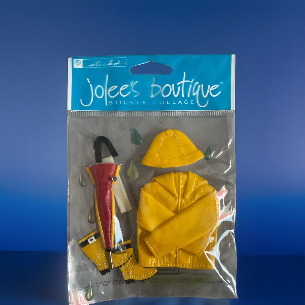 Jolee’s Boutique ☔️ RAINY DAY Yellow Jacket Umbrella Boots Rain Drops Stickers