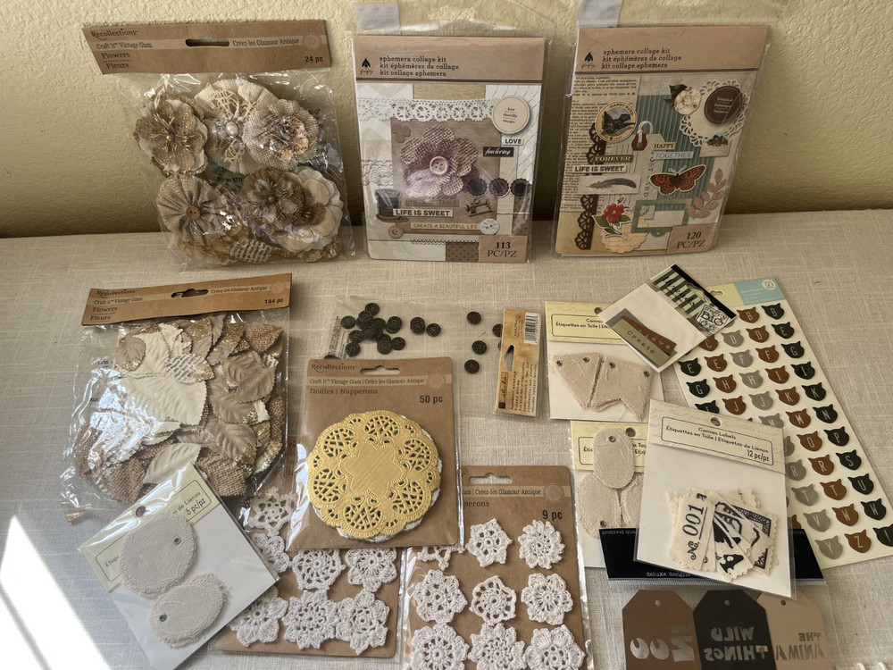 Large Lot Emphera Embellishments, Stickers and More Recollections More Natural