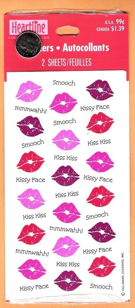 Kissy Lips, Smooch Kissy Face, Kiss Kiss – Heartline Stickers – Valentine’s Day
