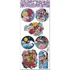 Violette Stickers – Japanese Flowers – 2 Floral Art Sticker Sheets – Scrapbooks