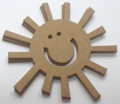 {4} SMiLEY SUN – Unfinished Bare Chipboard Die Cuts – 3″