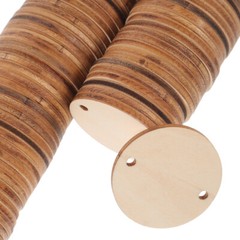 60PCS Round Wooden Pieces 3.8CM DIY Craft Wood Piece with Hole for Art Crafts