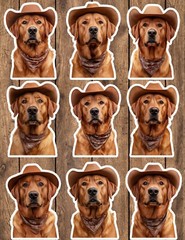 Cowboy Retriver Dog Die Cut Vinyl Stickers Set Scrapbooking Laptop Waterbottle