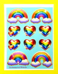 Gold Lined Rainbows & Rainbow Hearts Sticker Sheet