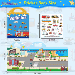 Reusable Sticker Book – Travel Stickers for Kids, 1-3 Years, Vehicles