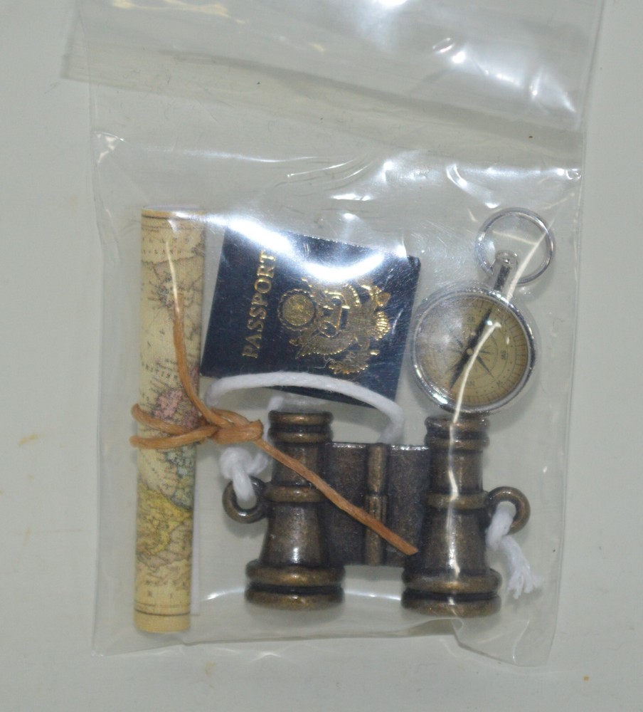 Mini Travel Crafting Scrapbooking Embelishments Items Map Passport Binoculars Co