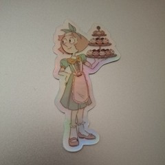 Steven universe Pearl 50s Diner Waitress Holographic Sticker lot X4 . 3x3inch