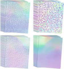 24 Sheets A4 Holographic Paper Sticker Transparent Waterproof Self Adhesive Film