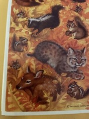Vintage Stickers,Hallmark, Fall Forest Wild Animals, Scene Sheet, 1 Sheet