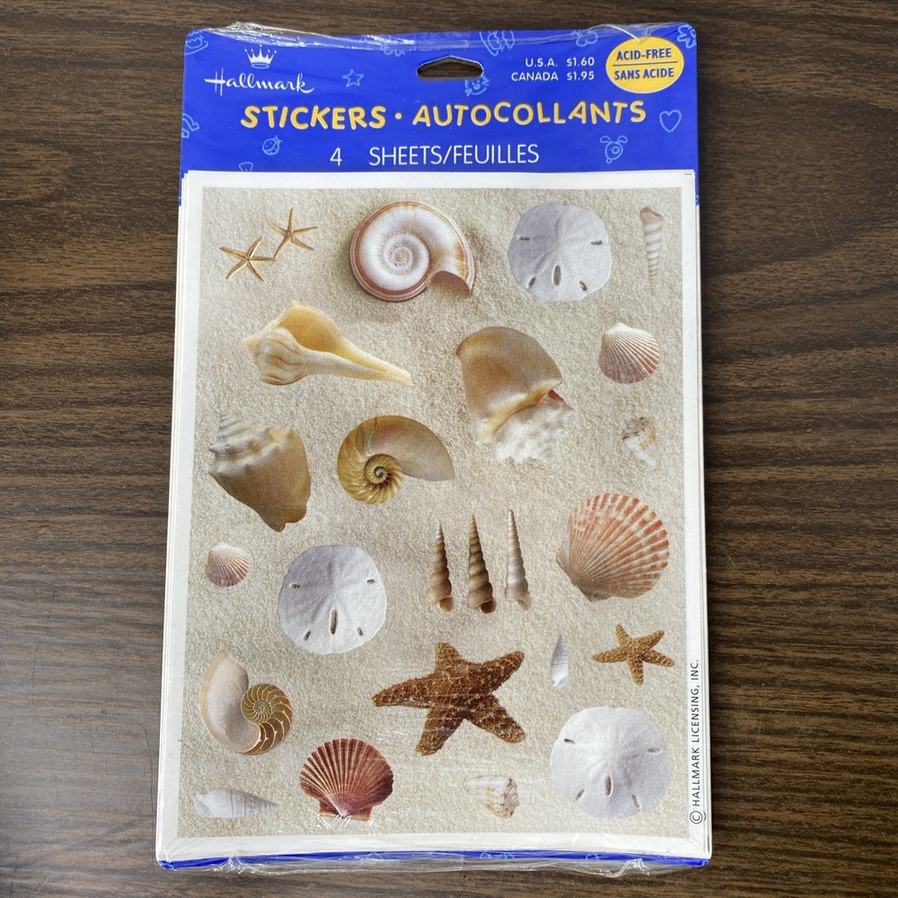 Vintage Hallmark Stickers Seashells Shells Sand Dollar Starfish NIP SEALED