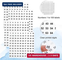 50 Sheets 1-100 Number Stickers, Small Round Vinyl Labels for Organizing