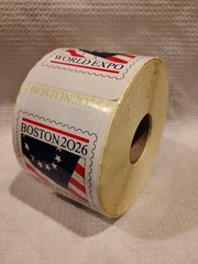 Roll of 100 Stickers World EXPO Exhibition Boston 2026 – 3×4 inch / 76 x 101 mm