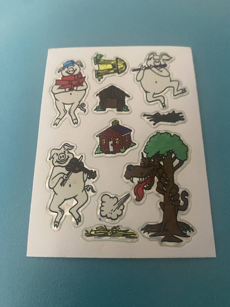 Vintage Prism Tall Tales Vending Sticker Sheet 4×3 Inches Rare Kodak 3 Pigs
