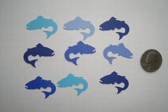 50 TROUT FISH DIE CUTS PUNCHES CONFETTI PARTY BLUE BROWN GREEN GRAY YOU CHOOSE