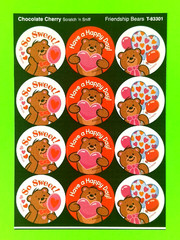 Chocolate Cherry Scented Scratch & Sniff Friendship Bears Sticker Sheet Retired