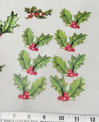 2020 Anna Griffin AG1101 «DECORATIVE HOLLY STICKERS» 3D Dimensional 37-Pcs
