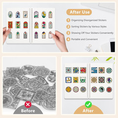 2 Pack Reusable Sticker Book Collecting Album Sticker Storage Organizer Book wit