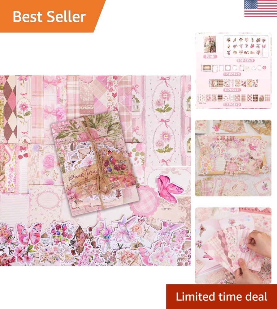 All-in-One Flower Theme Scrapbook Kit – 100 Decorative Pieces for Crafting