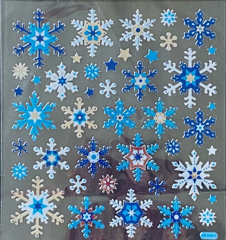 Winter White Blue Silver Snowflake Foiled Scrapbook Craft Stickers