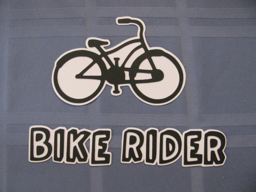 BICYCLE & BIKE RIDER TITLE 3 Piece Die Cut and Paper Pieced Set