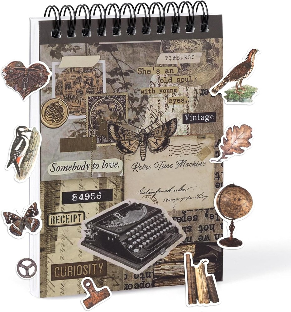 Pre-Cut Vintage Sticker for Journaling, 595PCS – 50 Sheets Washi Brown Scrapb…