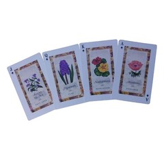 4 Flower Playing Cards Hyacinth Forget Me Not Anemone Collage Scrapbook Crafts