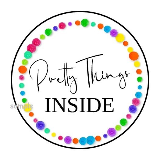 30 PRETTY THINGS INSIDE ENVELOPE SEALS LABELS STICKERS 1.5″ ROUND COLORFUL
