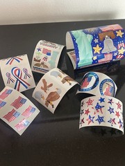 Vintage SANDYLION Patriotic 4th July USA Red White Blue Stickers Lot Flag